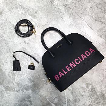 BALENCIAGA VILLE SMALL TOP HANDLE BAG IN BLACK/PINK 5506451 SIZE 26 CM