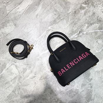  BALENCIAGA VILLE XXS TOP HANDLE BAG IN BLACK/PINK 5506461 SIZE 18 CM