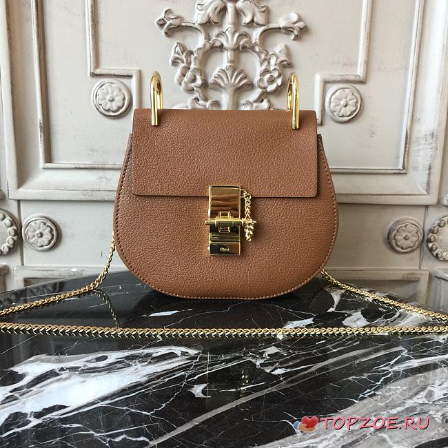 CHLOE MINI DREW SHOULDER BAG BROWN S032 SIZE 19 CM - 1