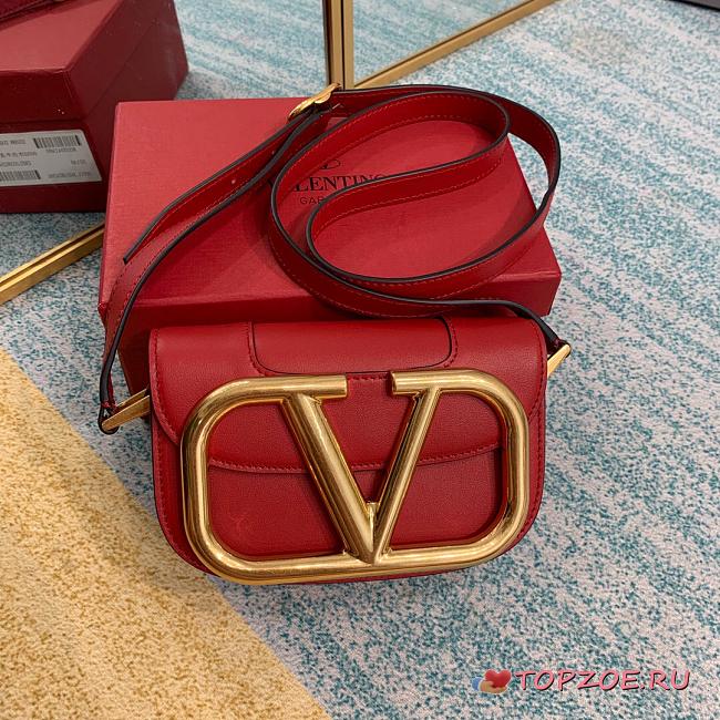 VALENTINO SMALL SUPERVEE CROSSBODY BAG RED ZXL0NO SIZE 18 CM - 1