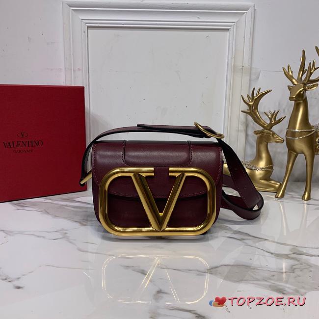 VALENTINO SMALL SUPERVEE CROSSBODY BAG BORDEAUX ZXL0NO SIZE 18 CM - 1