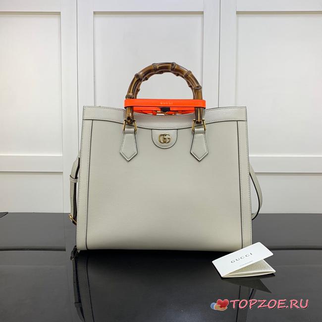 GUCCI DIANA MEDIUM TOTE BAG WHITE 655658 SIZE 35 CM - 1
