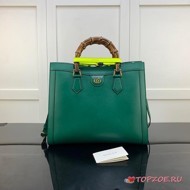 GUCCI DIANA MEDIUM TOTE BAG GREEN 655658 SIZE 35 CM - 1
