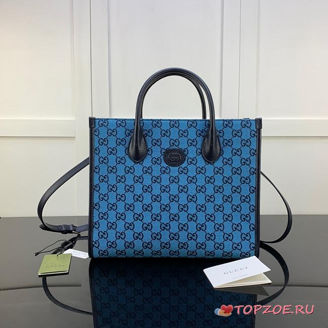 GUCCI GG SMALL TOTE BAG BLUE 659983 SIZE 31 CM - 1