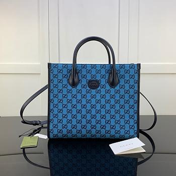 GUCCI GG SMALL TOTE BAG BLUE 659983 SIZE 31 CM