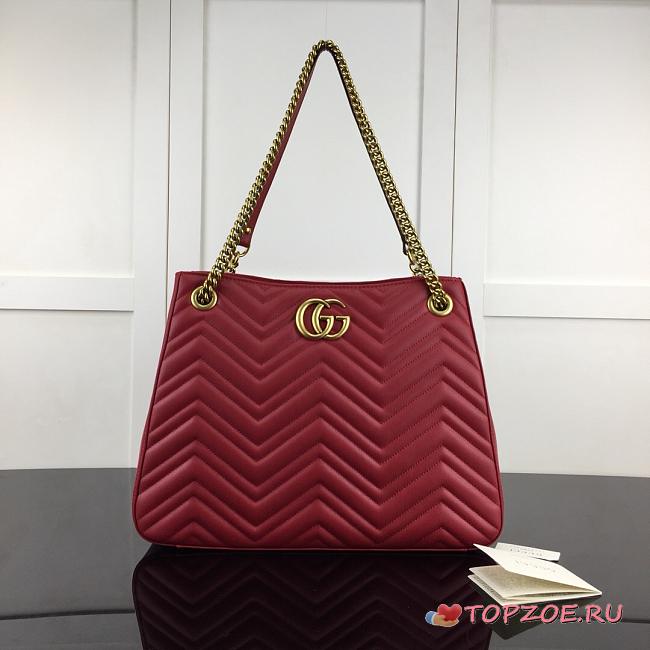 GUCCI GG MARMONT SHOULDER BAG RED 453569 SIZE 36 CM - 1