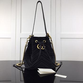 GUCCI GG MARMONT VELVET SHOUDER BAG BLACK 525081 SIZE 21 CM