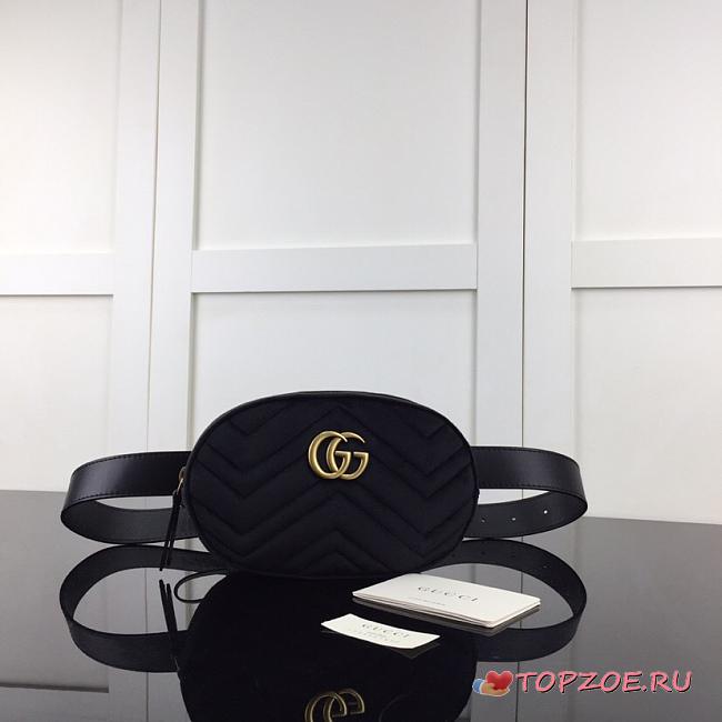 GUCCI GG MARMONT VELVET BELT BAG BLACK 476434 SIZE 18 CM - 1