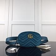 GUCCI GG MARMONT VELVET BELT BAG CERULEAN BLUE 476434 SIZE 18 CM - 1