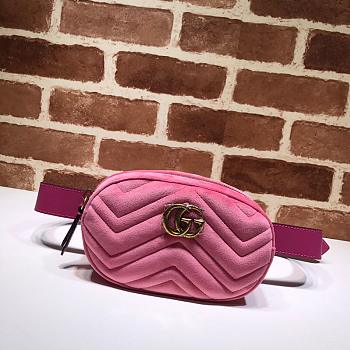 GUCCI GG MARMONT VELVET BELT BAG ROSE PINK 476434 SIZE 18 CM