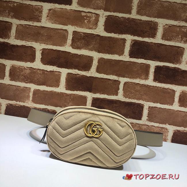 GUCCI GG MARMONT VELVET BELT BAG BEIGE 476434 SIZE 18 CM - 1