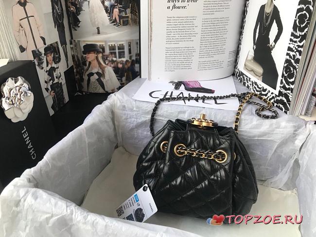 CHANEL DRAWSTRING BAG BLACK 20CM - 1