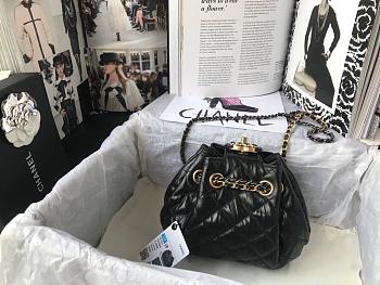 CHANEL DRAWSTRING BAG BLACK 20CM
