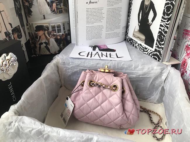 CHANEL DRAWSTRING BAG PASTEL PINK 20CM - 1