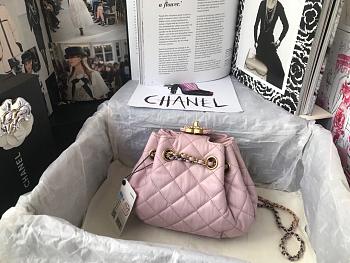 CHANEL DRAWSTRING BAG PASTEL PINK 20CM