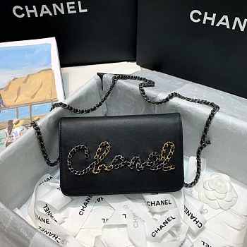 CHANEL WALLET ON CHAIN 2020 BLACK SIZE 19 CM