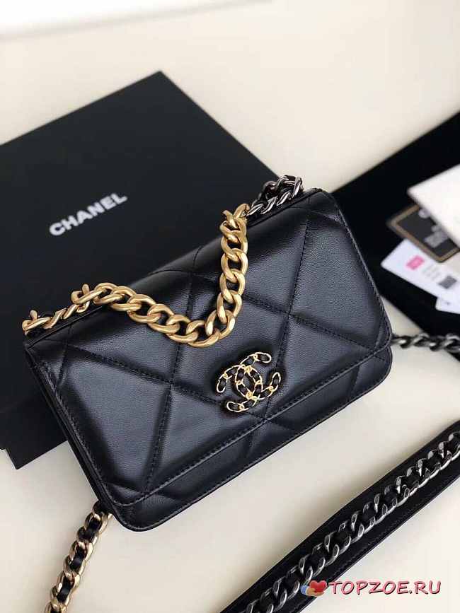 CHANEL 19 WALLET ON CHAIN 2019 BLACK AP0957 SIZE 19 CM - 1