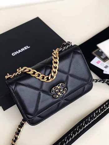 CHANEL 19 WALLET ON CHAIN 2019 BLACK AP0957 SIZE 19 CM