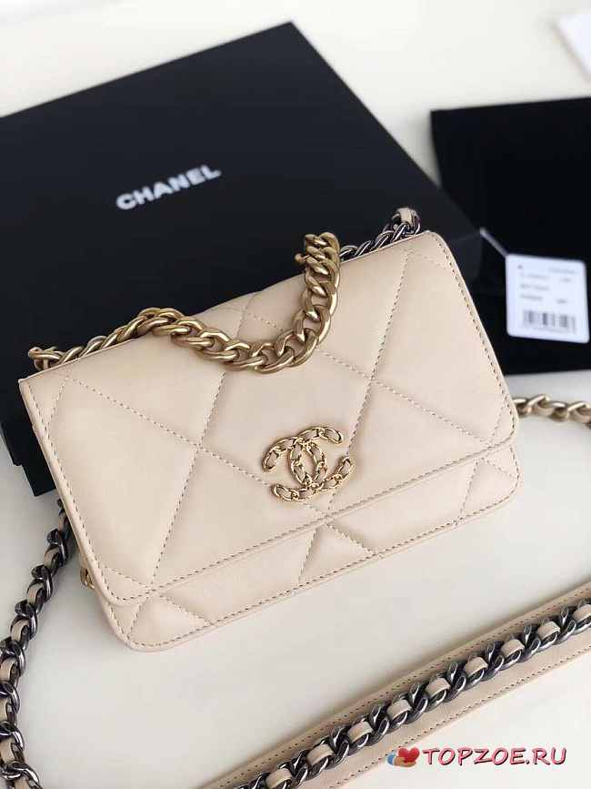 CHANEL 19 WALLET ON CHAIN 2019 BEIGE AP0957 SIZE 19 CM - 1