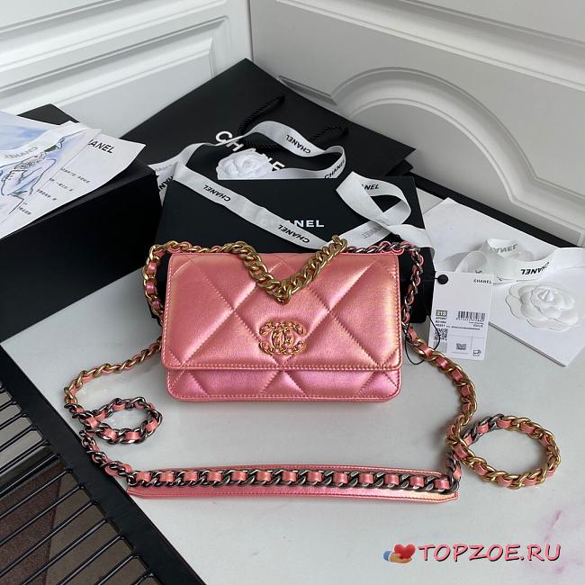 CHANEL 19 WALLET ON CHAIN 2021 PINK AP0957 SIZE 19 CM - 1
