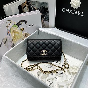 CHANEL WALLET ON CHAIN WITH COLORED CRYSTAL BLACK AP1943 SIZE 19 CM