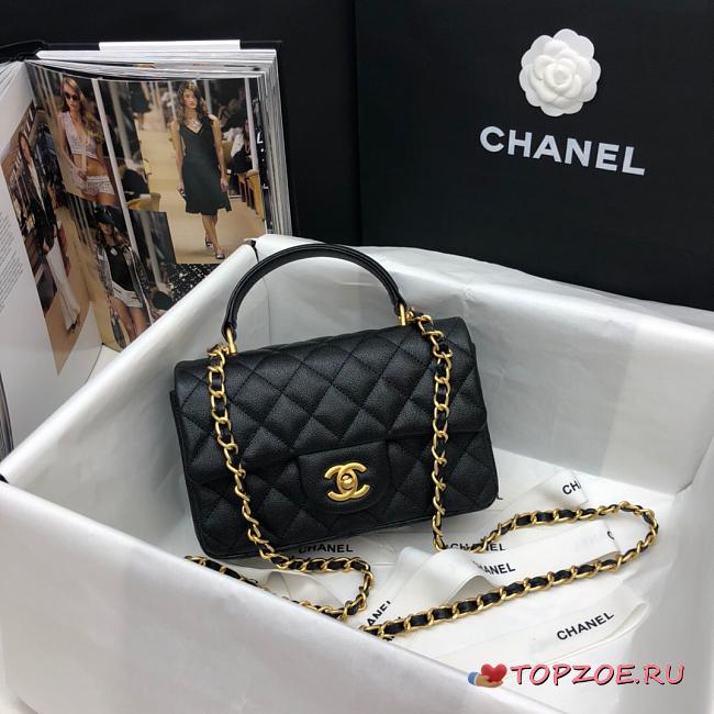 CHANEL MINI FLAP BAG WITH TOP HANDLE BLACK AS2431 SIZE 20 CM - 1