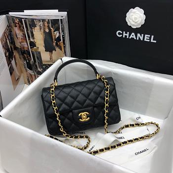 CHANEL MINI FLAP BAG WITH TOP HANDLE BLACK AS2431 SIZE 20 CM