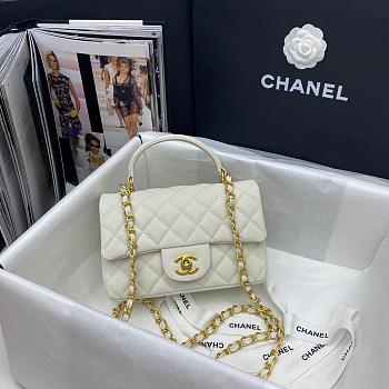 CHANEL MINI FLAP BAG WITH TOP HANDLE WHITE AS2431 SIZE 20 CM