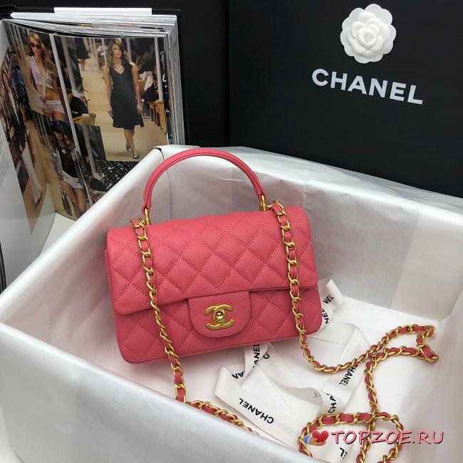  CHANEL MINI FLAP BAG WITH TOP HANDLE PINK AS2431 SIZE 20 CM - 1