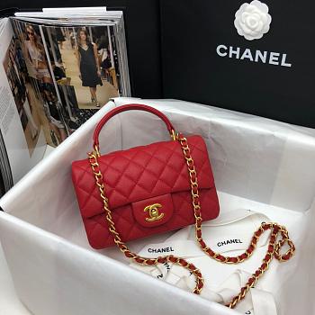 CHANEL MINI FLAP BAG WITH TOP HANDLE RED AS2431 SIZE 20 CM