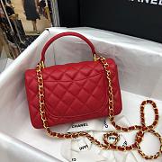 CHANEL MINI FLAP BAG WITH TOP HANDLE RED AS2431 SIZE 20 CM - 3