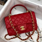 CHANEL MINI FLAP BAG WITH TOP HANDLE RED AS2431 SIZE 20 CM - 2