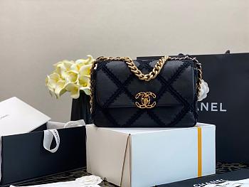 CHANEL 19 CROCHET BAG BLACK AS1160 SIZE 26 CM