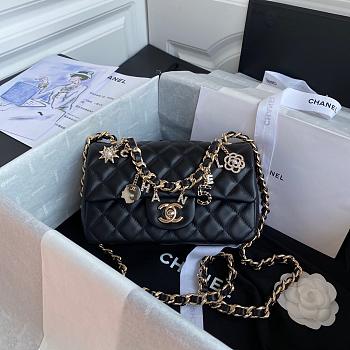 CHANEL COCO CHARMS FLAP BAG BLACK AS2326 SIZE 20 CM