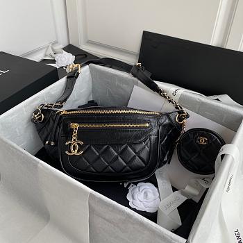 CHANEL WAIST BAG WITH COIN PURSE BLACK AS1077 SIZE 34 CM