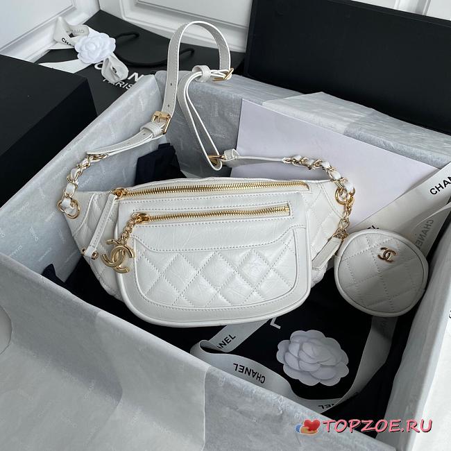 CHANEL WAIST BAG WITH COIN PURSE WHITE AS1077 SIZE 34 CM - 1