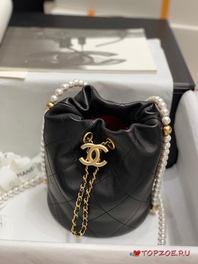 CHANEL SMALL DRAWSTRING BAG BLACK SIZE 19 CM - 1