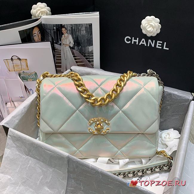CHANEL 19 LARGE HANDBAG WHITE AS1611 SIZE 30 CM - 1