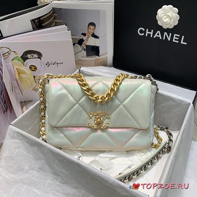 CHANEL 19 HANDBAG WHITE AS1160 SIZE 26 CM - 1