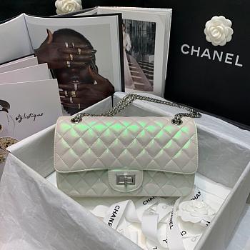 CHANEL 2.55 IRIDESCENT WHITE HANDBAG A37586 SIZE 24 CM