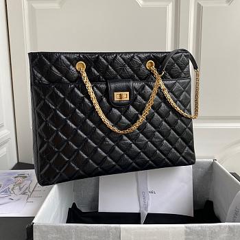 CHANEL SHOPPING BAG BLACK AS6611 SIZE 35 CM