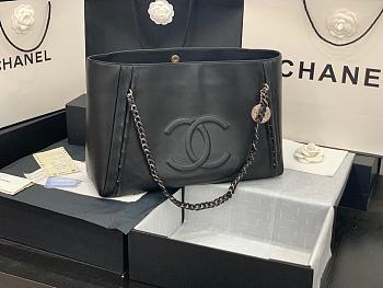 CHANEL ORIGINAL LEATHER SHOPPING BAG BLACK AS8473 SIZE 42 CM