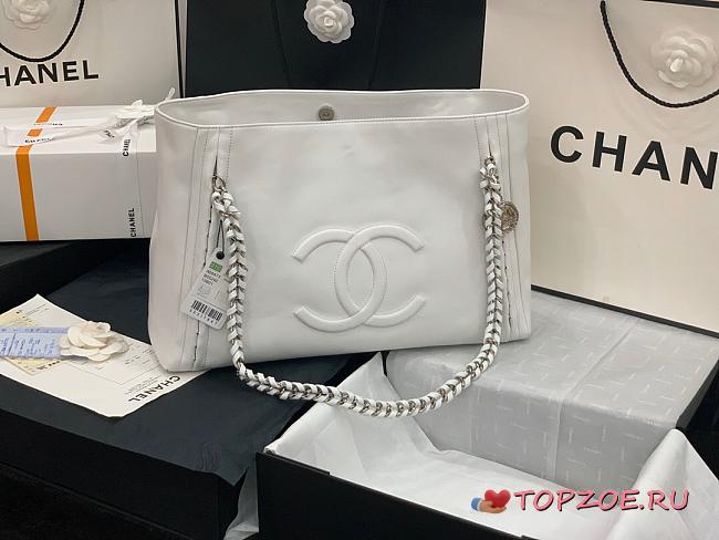 CHANEL ORIGINAL LEATHER SHOPPING BAG WHITE AS8473 SIZE 42 CM - 1