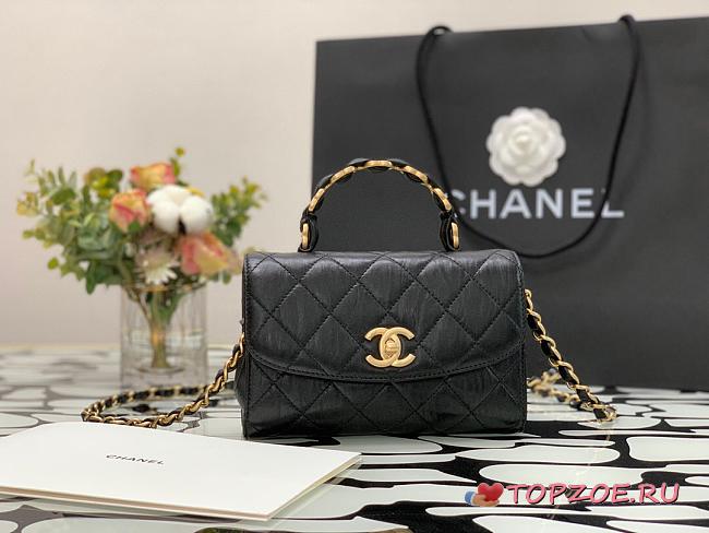 CHANEL SMALL FLAP BAG WITH TOP HANDLE BLACK 22.5 CM - 1