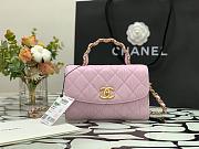 CHANEL SMALL FLAP BAG WITH TOP HANDLE PASTEL PINK 22.5CM - 1