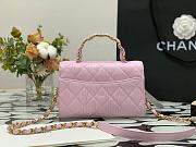 CHANEL SMALL FLAP BAG WITH TOP HANDLE PASTEL PINK 22.5CM - 6
