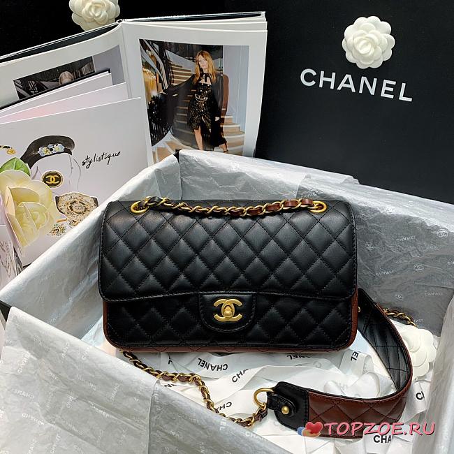 CHANEL BURGUNDY STRAP INTO STRAP BAG AS2229 SIZE 25 CM - 1