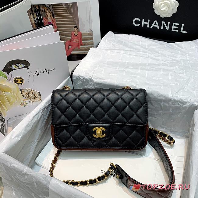 CHANEL SMALL BURGUNDY STRAP INTO STRAP BAG AS2228 SIZE 21.5 CM - 1