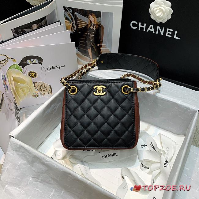 CHANEL BURGUNDY STRAP INTO BUCKET BAG AS2230 SIZE 15.5 CM - 1