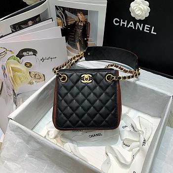 CHANEL BURGUNDY STRAP INTO BUCKET BAG AS2230 SIZE 15.5 CM